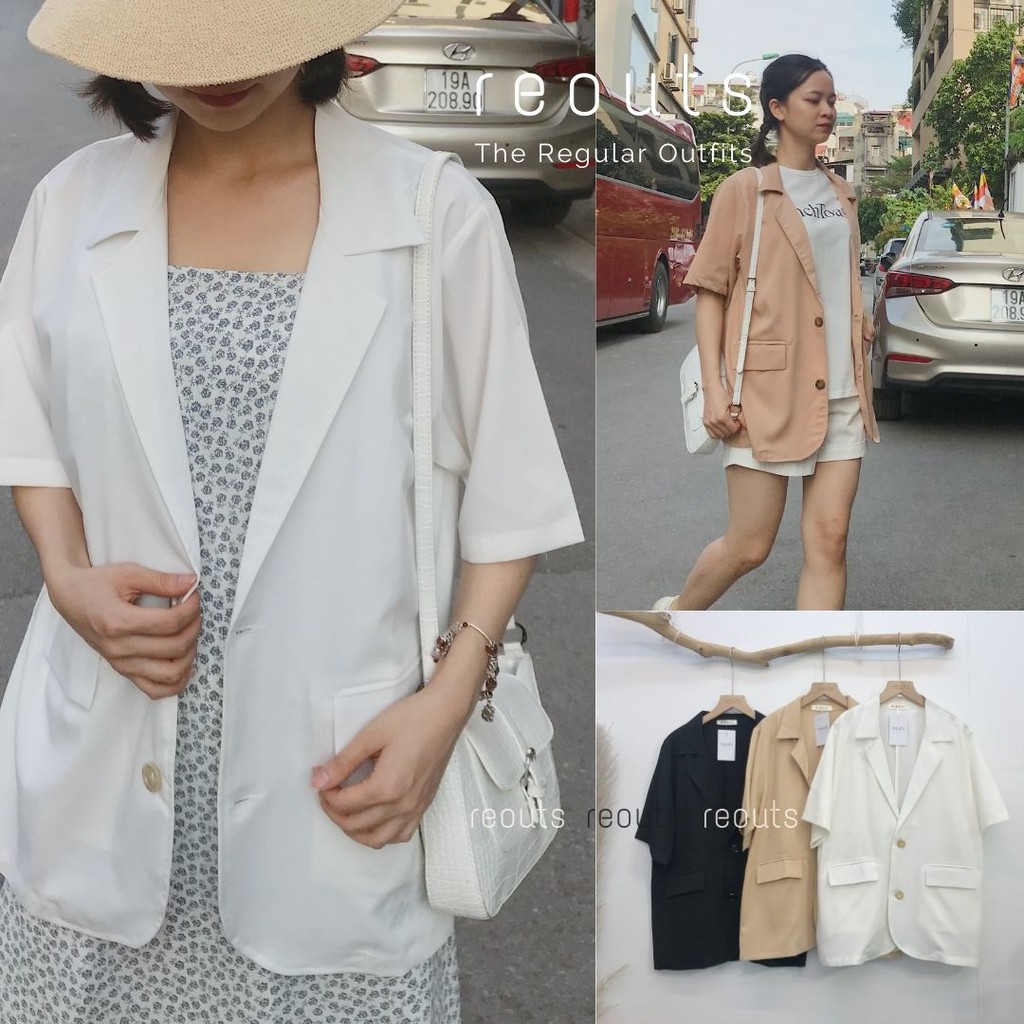 Áo vest nữ tay lỡ Blazer tay lỡ ảnh thật Thời trang nữ Reouts