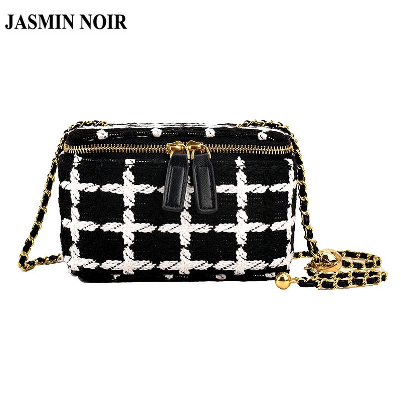 Túi Đeo JASMIN NOIR Chéo Bằng Len Phối Dây Xích Thời Trang Dành Cho Nữ