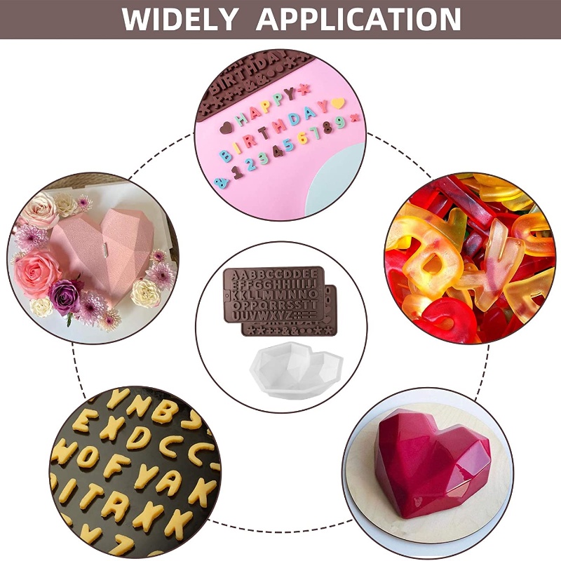 Khuôn Silicone Làm Sô Cô La Hình Trái Tim Lớn Có 2 Ô &amp; 3 Búa Gỗ