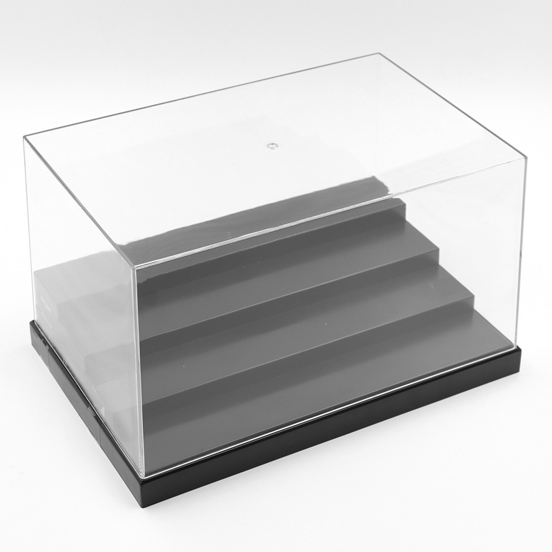 Hộp Trưng Bày Mô Hình Búp Bê Anime 4 Bước Bằng Acrylic Chống Bụi Màu Đen