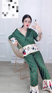 Bộ pizama cung đình xanh combo sĩ