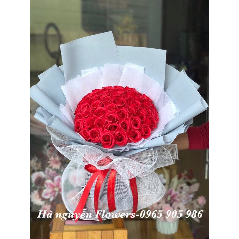 [QUÀ TẶNG SINH NHẬT]-Bó hoa hồng sáp 50 bông cao cấp tặng kèm thiệp nhận đặt màu theo yêu cầu