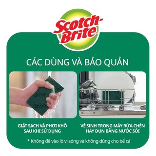[Gói 5 miếng KHÔNG MÚT] Cước rửa chén siêu sạch 3x Scotch Brite 3M