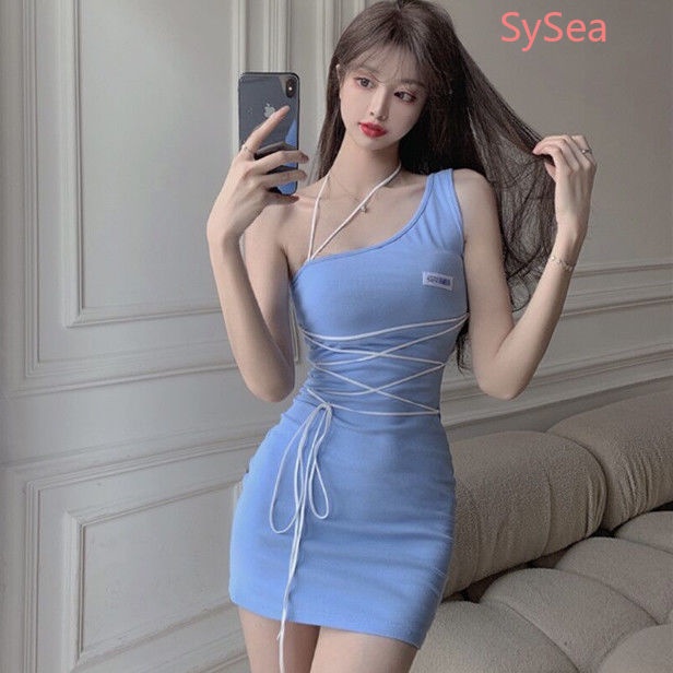 Đầm Trễ Vai Ôm Dáng Phối Dây Rút Gợi Cảm Hợp Thời Trang Hè Cho Nữ