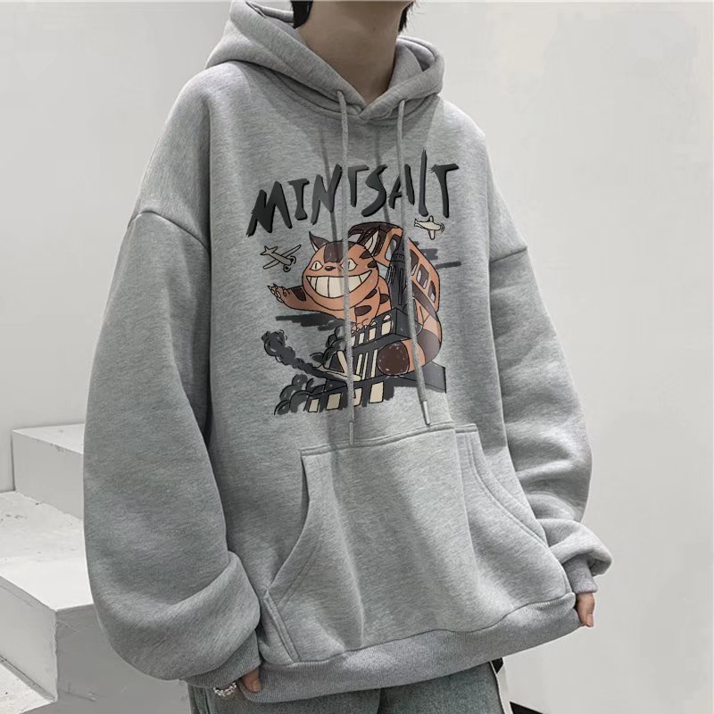 Áo hoodie tay dài dáng rộng in họa tiết hoạt hình phong cách Nhật Bản thời trang cho nam size M-8XL