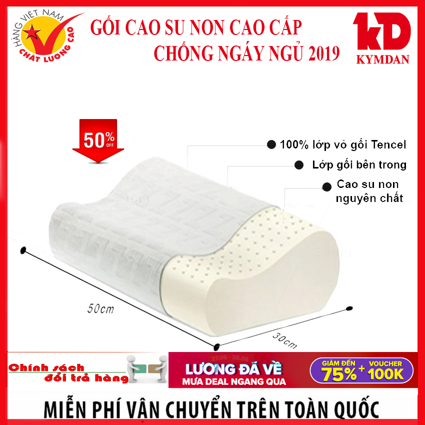 Gối Cao Su Non Liên Á, Chống Đau Mỏi Vai, Gáy, Chống Ngáy, 100% Cao Su Tự Nhiên - Nâng Cấp Chất Lượng Ngủ Của Mọi Người