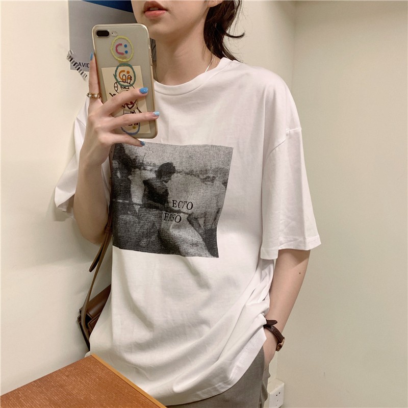 NZN Áo Thun Tay Ngắn Cổ Tròn In Hình Thời Trang Phong Cách Cá Tính