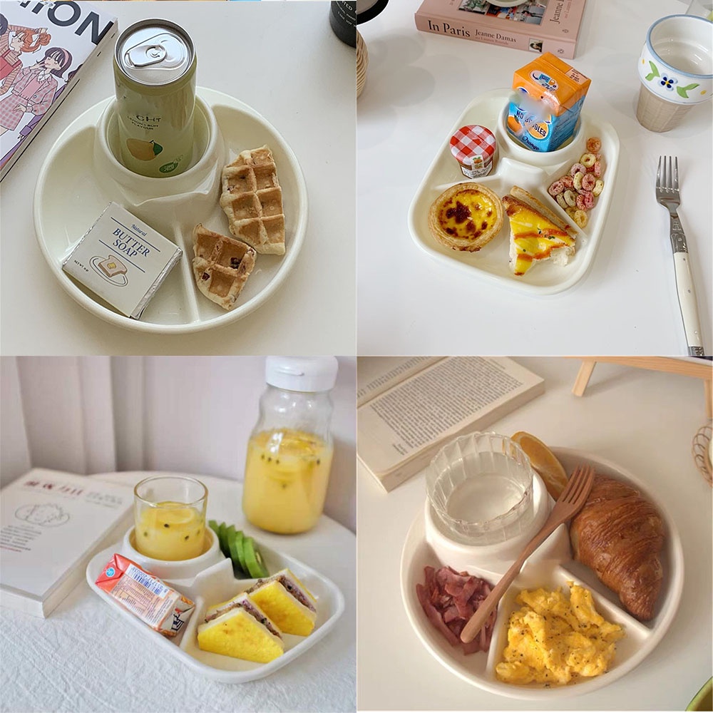 Khay Đựng Thức Ăn/Nước Uống Chia Ngăn Cho Học Sinh