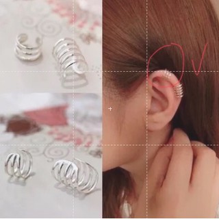 Bông tai bạc 1 chiếc bóp kẹp vành 2096
