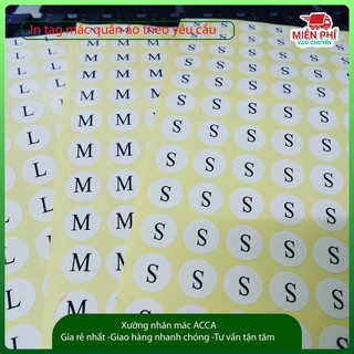 Decal size ,dán mác quần áo,giá xưởng - Tem tròn 140 miếng /1 tờ
