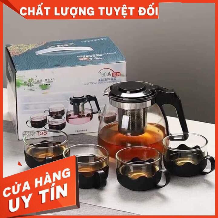 Bộ ấm pha trà thủy tinh có túi lọc cao cấp