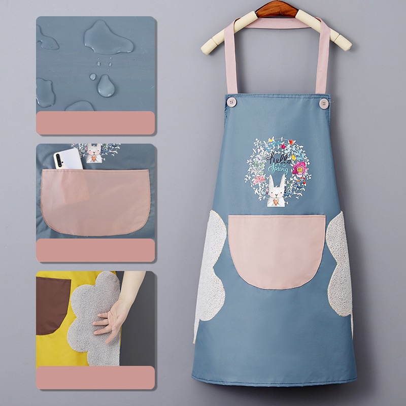 Tạp dề nhà bếp chống thấm nước và dầu, tạp dễ vệ sinh thời trang, dễ thương