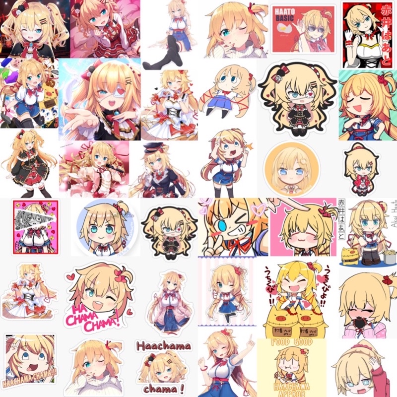 Ảnh dán Sticker AKai Haato Hololive 30-60 cái ép lụa khác nhau /Hình dán decal Akai Haato
