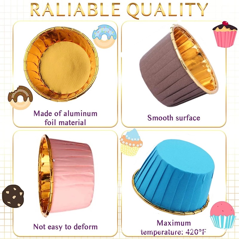 Set 50 Cốc Lá Nhôm Làm Bánh Cupcake / Muffin Trang Trí Tiệc Cưới / Sinh Nhật