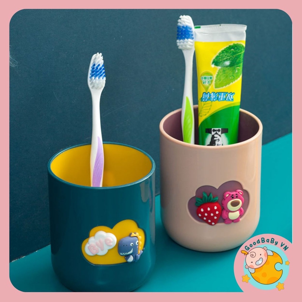 Dụng cụ bóp kem đánh răng tự động kèm cốc đánh răng cho bé hoạt hình dễ thường Goodbabyvn