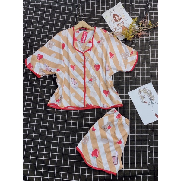 Đồ Bộ Pijama - Bộ lụa LATIN đùi hoạ tiết cao cấp - Freesize | BigBuy360 - bigbuy360.vn