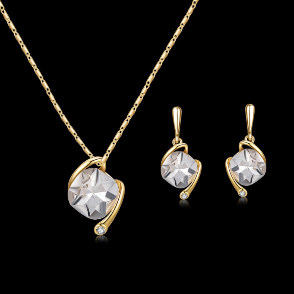 Set Dây Chuyền Và Đôi Khuyên Tai Đính Đá Pha Lê Thiết Kế Duyên Dáng