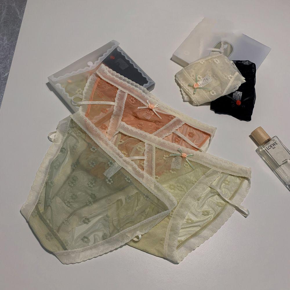 Quần Lót Ren Ruy Băng Màu Đất Thời Trang Gợi Cảm Cho Nữ