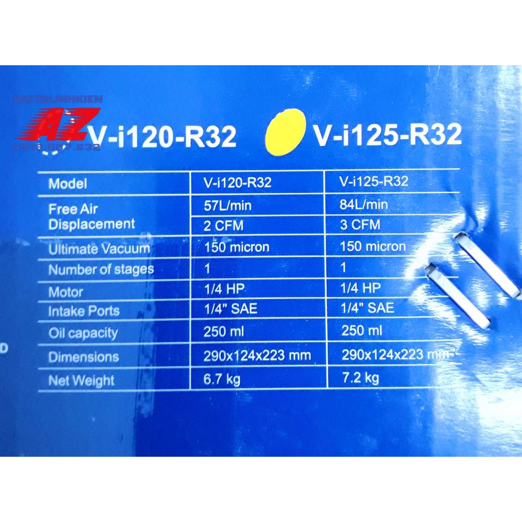 Máy hút chân không VALUE công suất 3.0 CFM Model V-i125Y-R32 có đồng hồ hiển thị áp