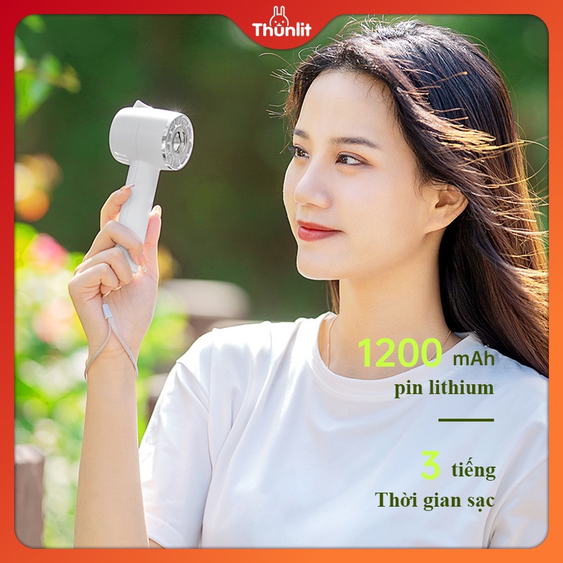 Quạt cầm tay Thunlit Hurricane dáng thẳng để bàn 1200mAh có thể sạc lại 3 tốc độ gió