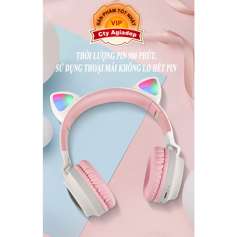 Tai nghe Bluetooth tai mèo xịn sò siêu cute sành điệu, tai nghe không dây chụp tai - ADG028C