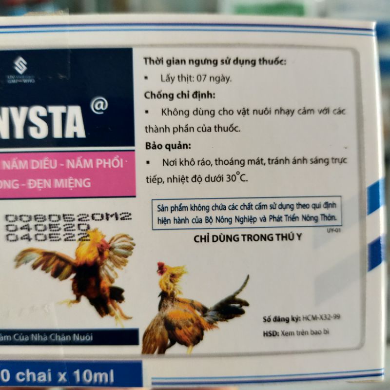 UV- Nista chữa Nấm diều, nấm phổi, nấm họng, đẹn miệng cho gà đá