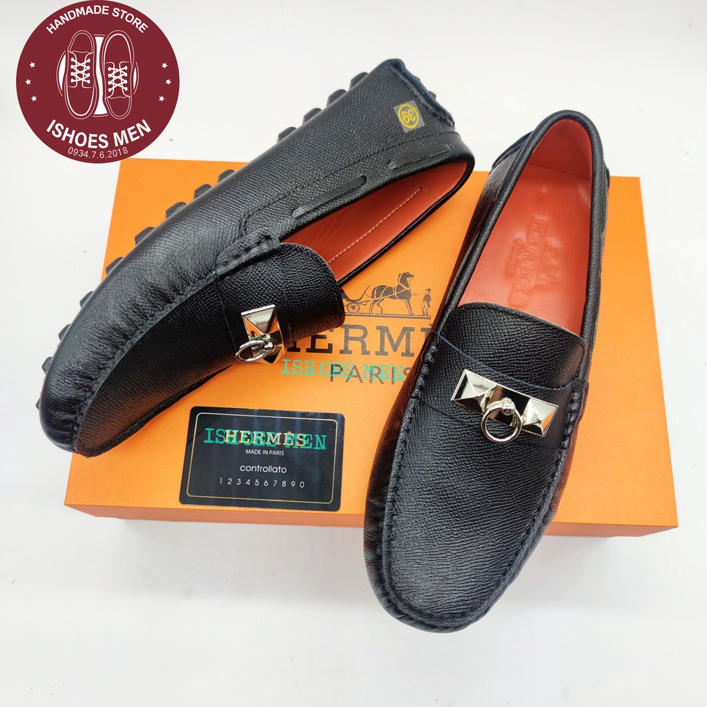 Giày Lười Da Nam, Giầy Mọi Moca nam HM Thời trang da bò xịn 100% cao cấp Full box