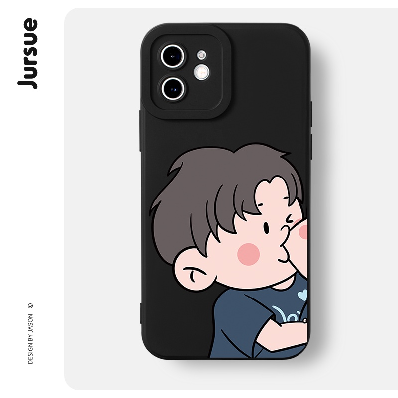 Ốp điện thoại JURSUE hoạt hình cặp đôi dễ thương đẹp cho iPhone 14 13 12 11 Pro Max SE 2020 X XR XS 8 7 ip 6S 6 Plus kute XYH184