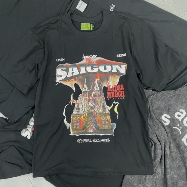 Áo thun Hades SAIGON SPIRIT BLACK nam nữ áo thun tay lỡ hades sài gòn Full tag siêu đẹp, siêu chất