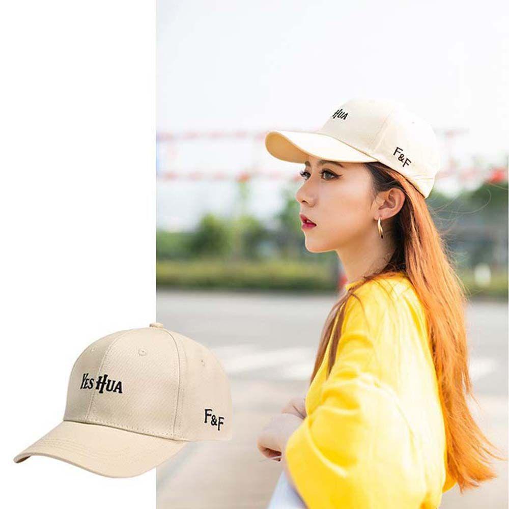 Mũ Lưỡi Trai Cotton Màu Trơn Thêu Chữ Phong Cách Hàn Quốc