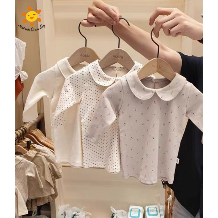 Áo Cotton Cổ Cánh Sen Mặc Cùng Quần Yếm, Váy Và Quần Cạp Cao Cho Bé Gái Siêu Xinh