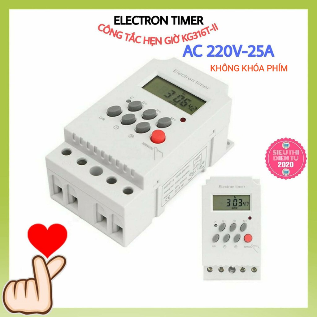 KG316, KG316T-II (25A/220V), CÔNG TẮC HẸN GIỜ, CÔNG TẮC THÔNG MINH, Ổ CẮM HẸN GIỜ, Ổ CẮM HẸN GIỜ THÔNG MINH