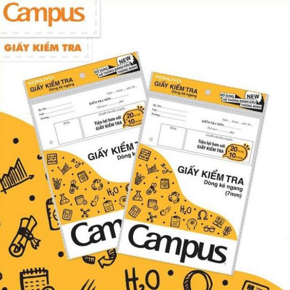 Giấy Kiểm Tra Campus B5 ĐL70gsm TP-BM70G-30 Không Chấm -1 túi /(20 tờ đôi + 10 tờ đơn)