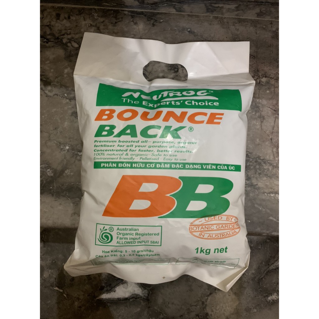 Phân bón hữu cơ Bounce Back Neutrog túi 1kg, phân cá Úc dành cho hoa lan