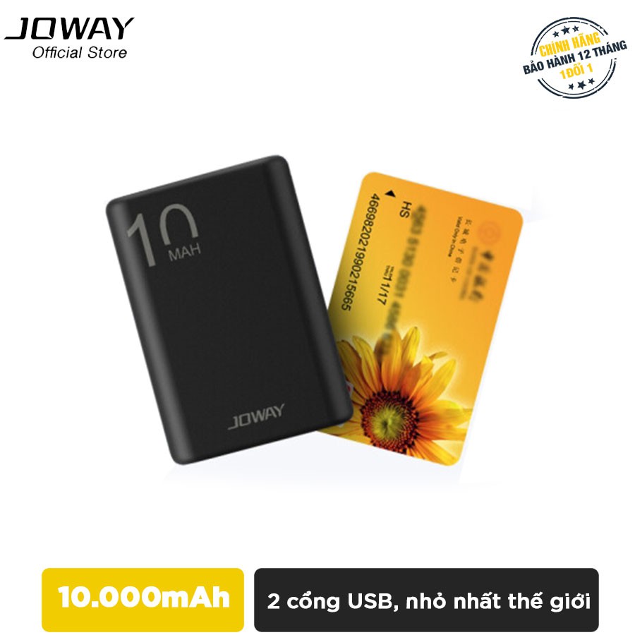 Pin sạc dự phòng 10.000mAh nhỏ số 1 thế giới, siêu nhẹ Joway JP191 - Hàng chính hãng