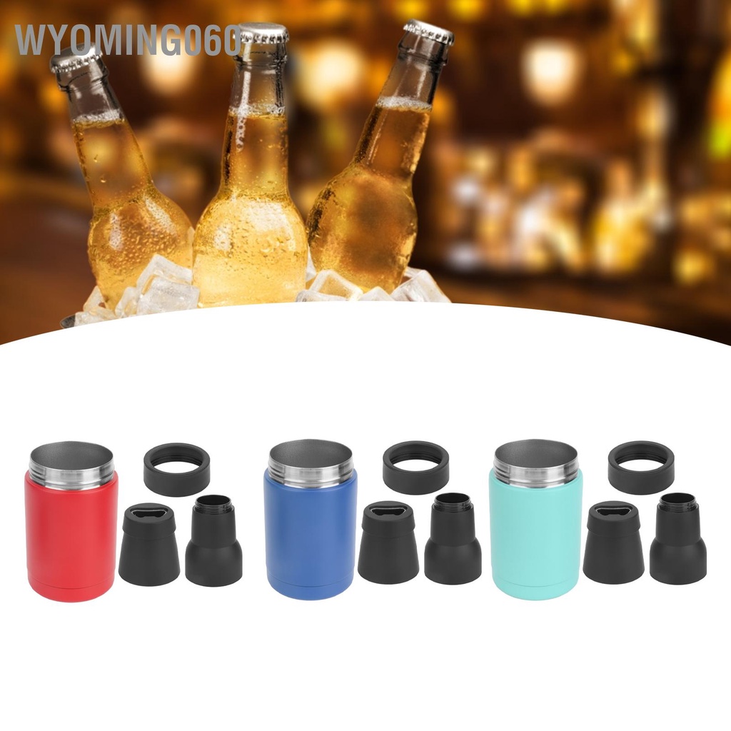 Wyoming060 Cách nhiệt chai bia Chân không đôi làm mát bằng thép gỉ với Dụng cụ mở nắp trượt cho lon 300 đến 400ml