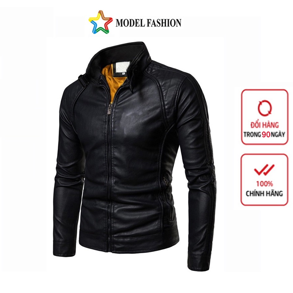 Áo khoác da nam lót lông Model Fashion cao cấp AD280 đen