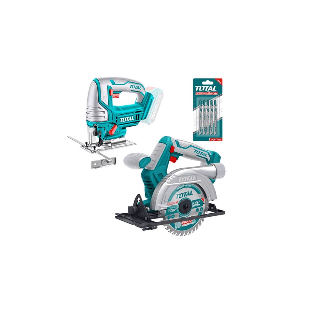 Bộ 4 máy cầm tay dùng pin 20V TOTAL TCKLI2010 gồm máy khoan, máy bắn vít, máy cưa lọng, máy cưa đĩa  NICA