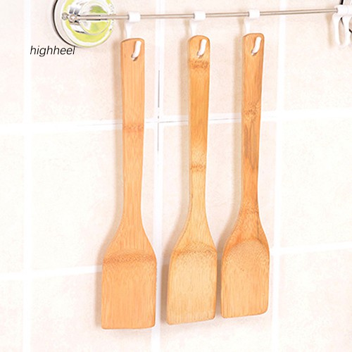 【HHEL】1Pc Bamboo Anti-Slip Cooking Utensils Kitchen Tool Bamboo Spatula Spoon