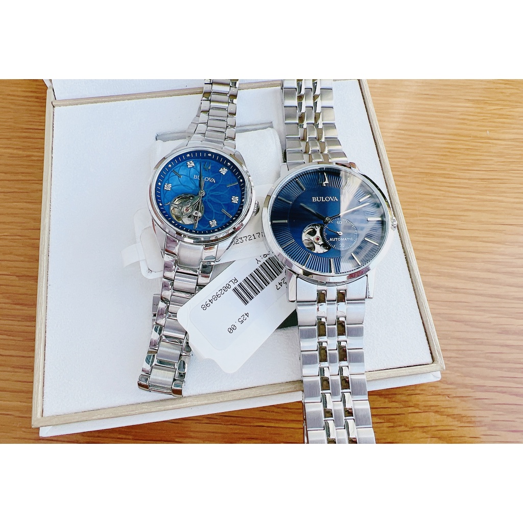 Đồng hồ đôi nam nữ dây thép Bulova 96P191 Và 96A247