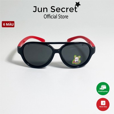 (Kèm1kính)Kính mát trẻ em Jun Secret gọng nhựa dẻo ôm mặt, chống tia UV dành cho bé từ 1-4t JS19A09