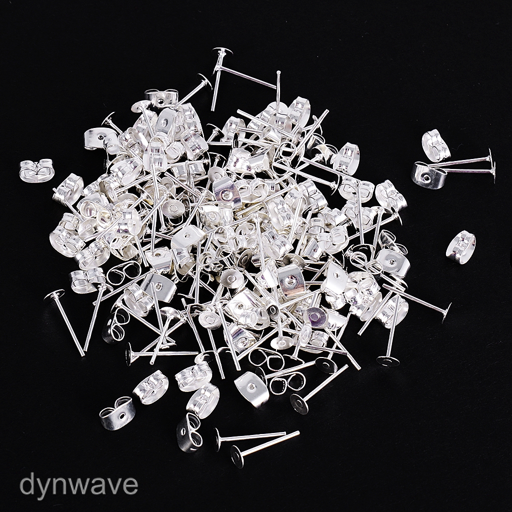 Bộ 100 nút nhựa cài khuyên tai đầu dẹp thiết kế DIY cao cấp
