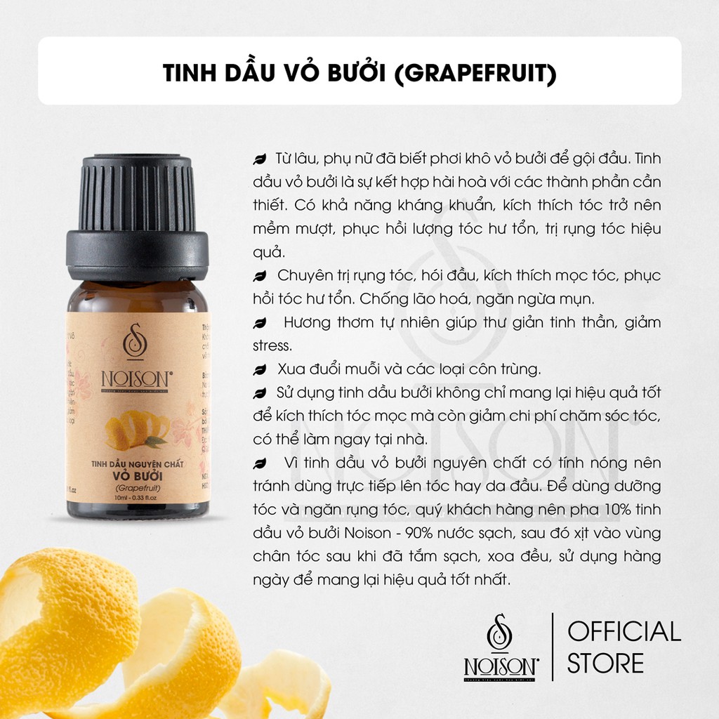 Tinh dầu Vỏ bưởi Noison | Grapefruit Essential Oil | Nhập khẩu Ấn Độ