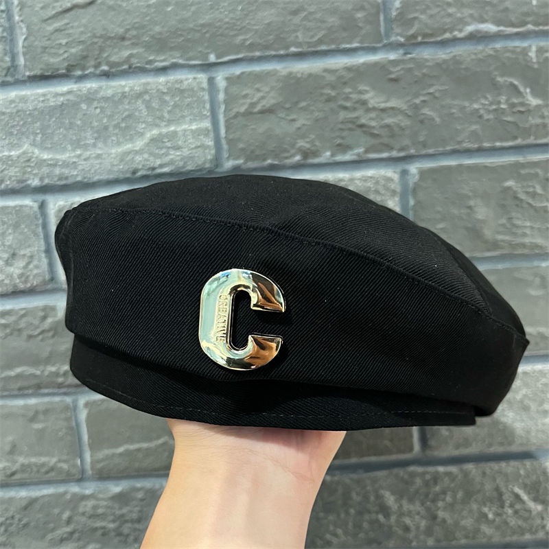 Mũ Beret Kim Loại Mỏng In Chữ C Phong Cách Dongdaemun Thời Trang Mùa Hè Cho Nữ