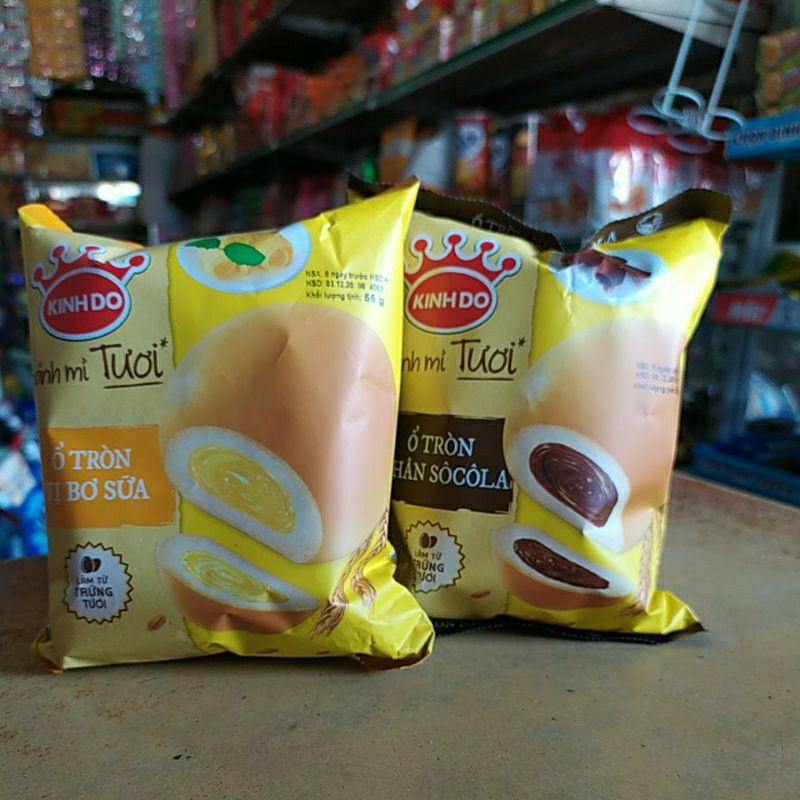 bịch 10 chiếc bánh mỳ tươi ổ tròn 2 vị Kinh đô(_sỉ đồ trẻ em)