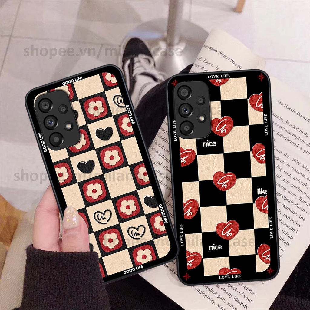 Ốp Samsung A13 / A23 / A33 / A53 in hình caro trái tim siêu đẹp, siêu nét đầy phong cách cá tính