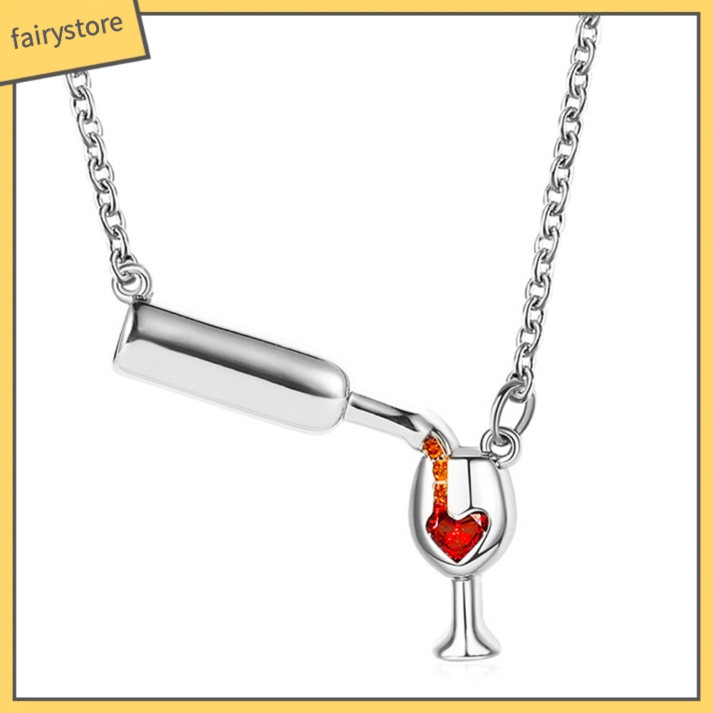 Dây Chuyền Hợp Kim Hình Ly Rượu Đính Đá Ruby Giả