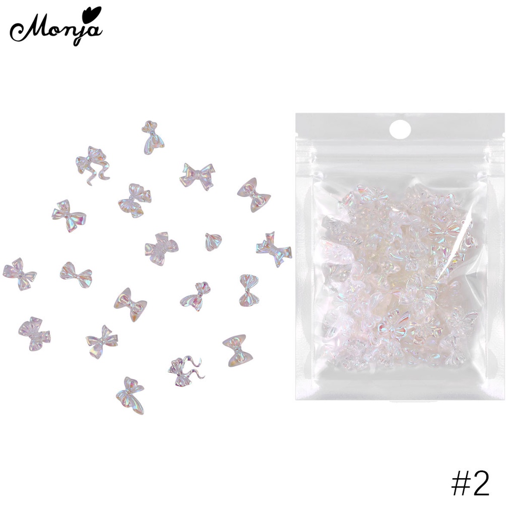 MONJA Túi 100 phụ kiện hình gấu/ bướm/ ngôi sao 3D dùng trang trí móng tay