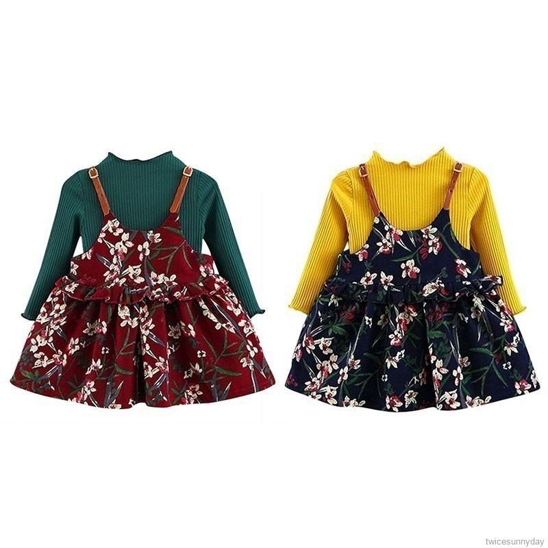 Bộ áo + váy hoa dễ thương cho bé gái