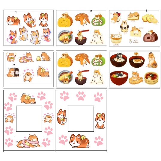 sticker chó shiba cắt rời size to SCI14 có bao giấy cute dễ thương bullet journal